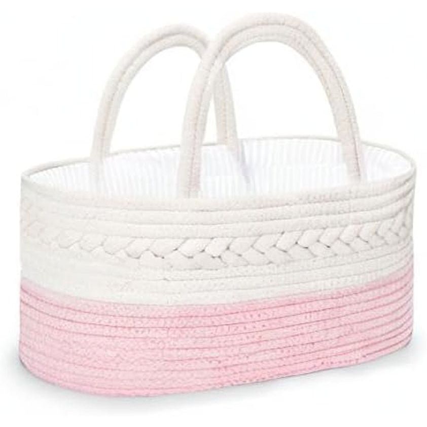 Cotton Rope Diaper Caddy - Changing Table Organizer, Portable Baby Basket - householdessential