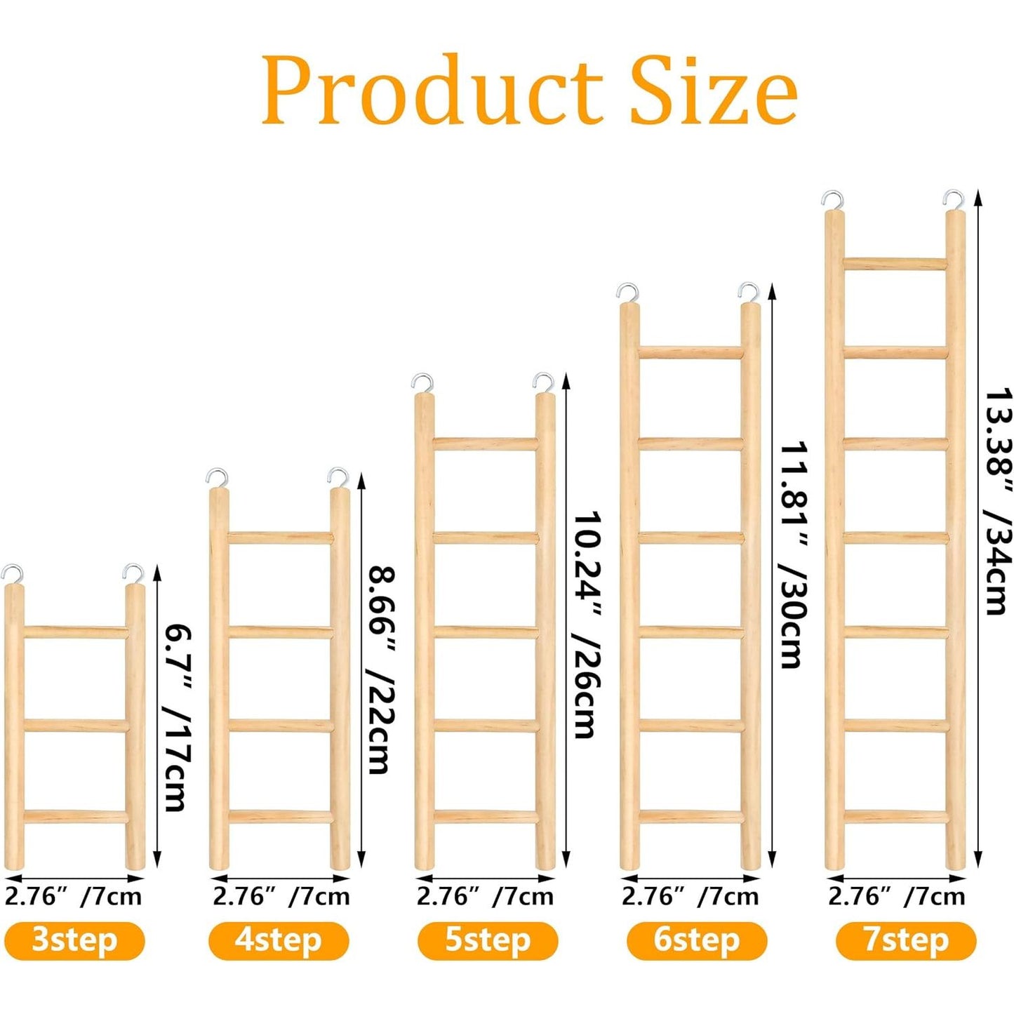 Natural Wooden Bird Ladder Parrot Climbing Toys 5pcs Set Cage Accessories - householdessential