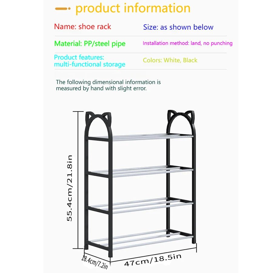 4-Layer Household Storage Rack Shoe Cabinet Simple Shoe Rack with Galvanized Tube - householdessential