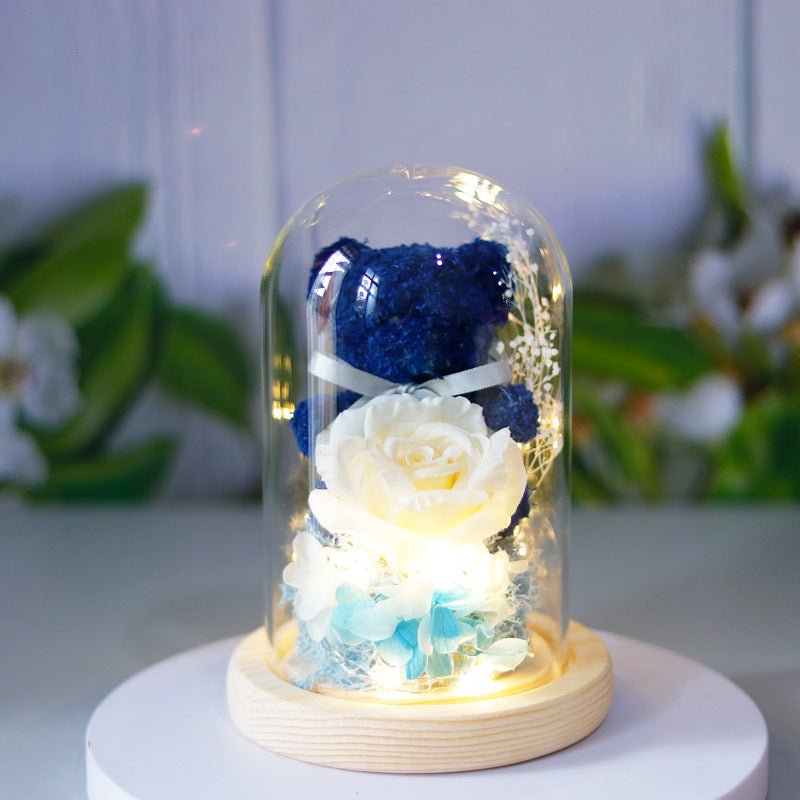 Eternal Rose Valentine's Day Gift Box with Teddy Bear - Preserved Forever - householdessential