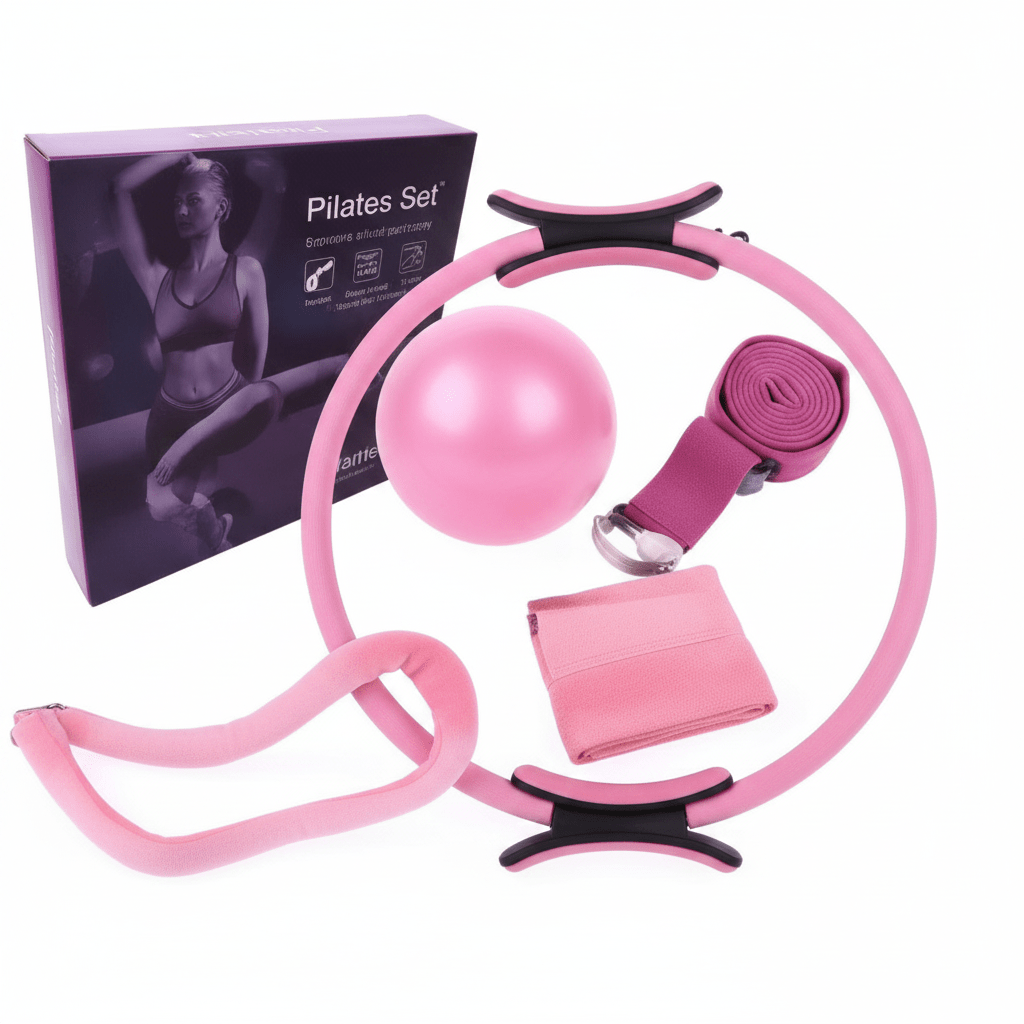 Pilates Roller Set with Stretch Strap and Yoga Ring - householdessential
