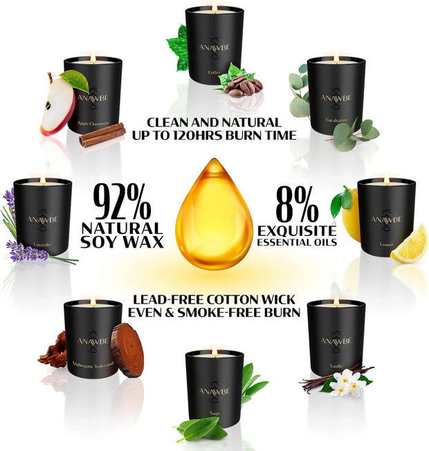 Home Scented Candles, Aromatherapy Candle Set of 8 Fragrances, Giftable Box, Long Lasting, Gorgeous 8 Pack of Scented Candles Gift Set for Women, Wonderful for Christmas, Birthday Gift