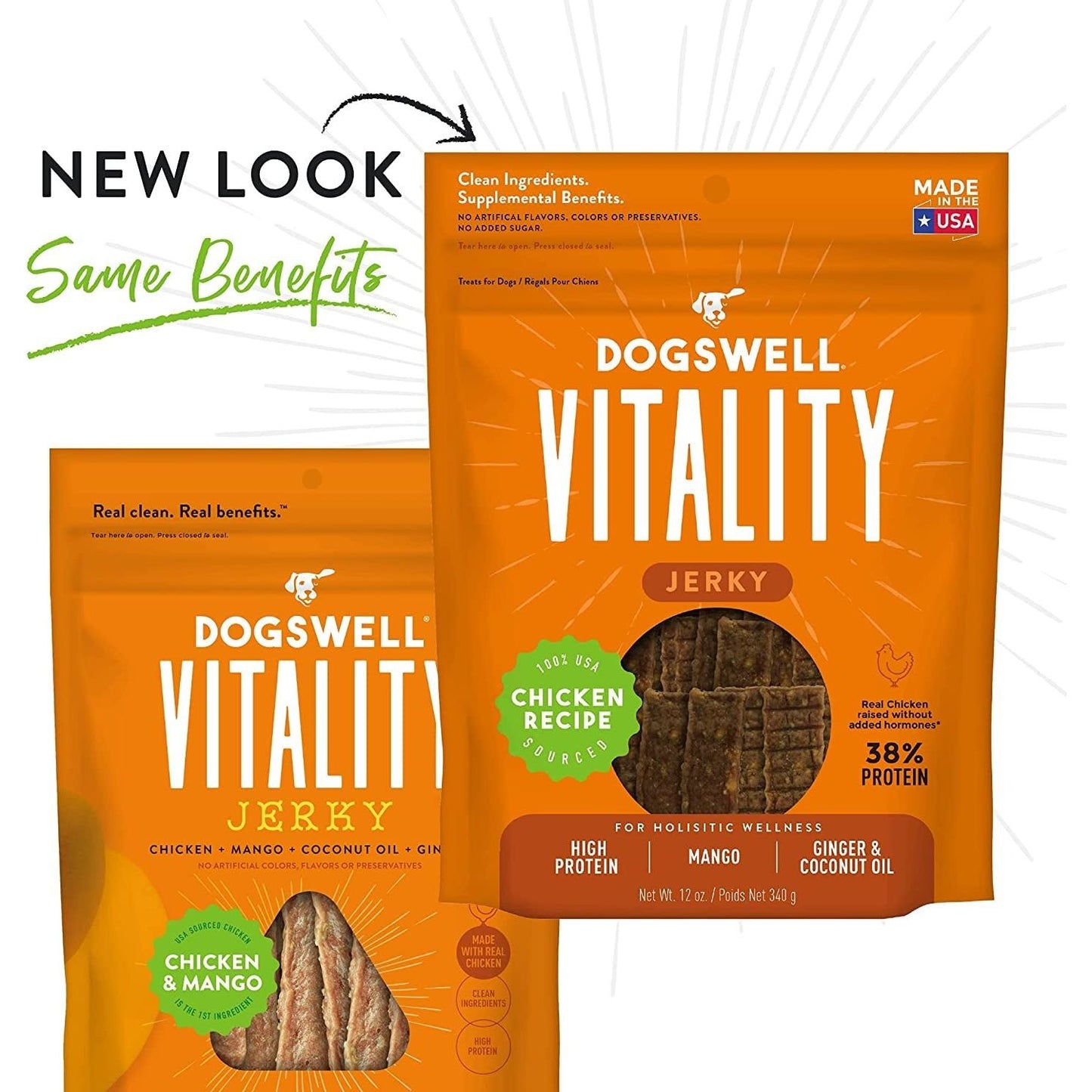 Vitality Chicken & Mango Jerky - Meaty Dog Treats for Overall Health - 12 Oz - householdessential