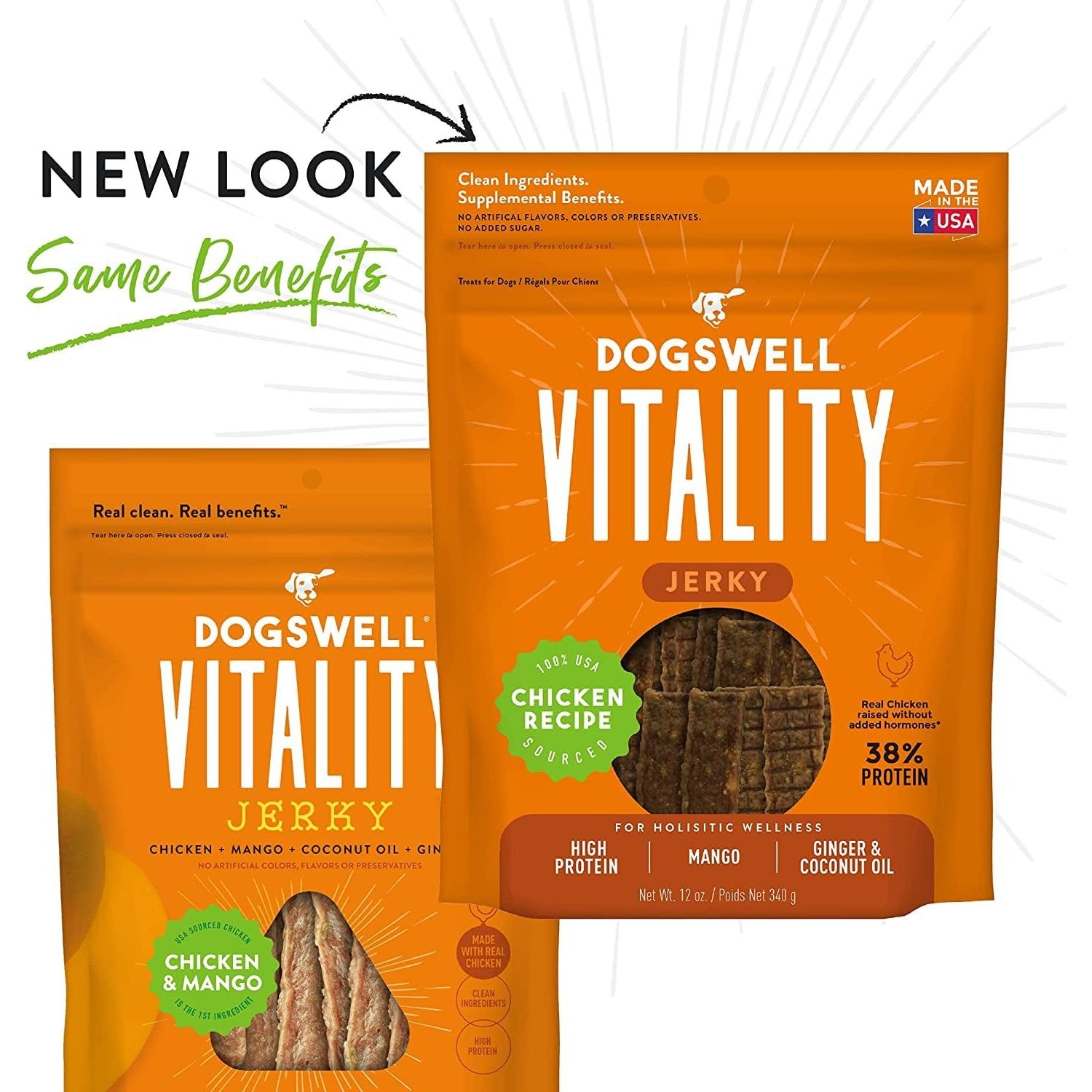 Vitality Chicken & Mango Jerky - Meaty Dog Treats for Overall Health - 12 Oz - householdessential