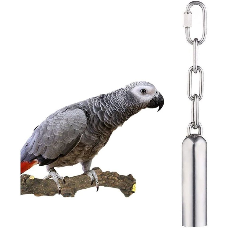 Heavy Duty Bird Toy, Stainless Steel Parrot Bell for African Greys & More - householdessential