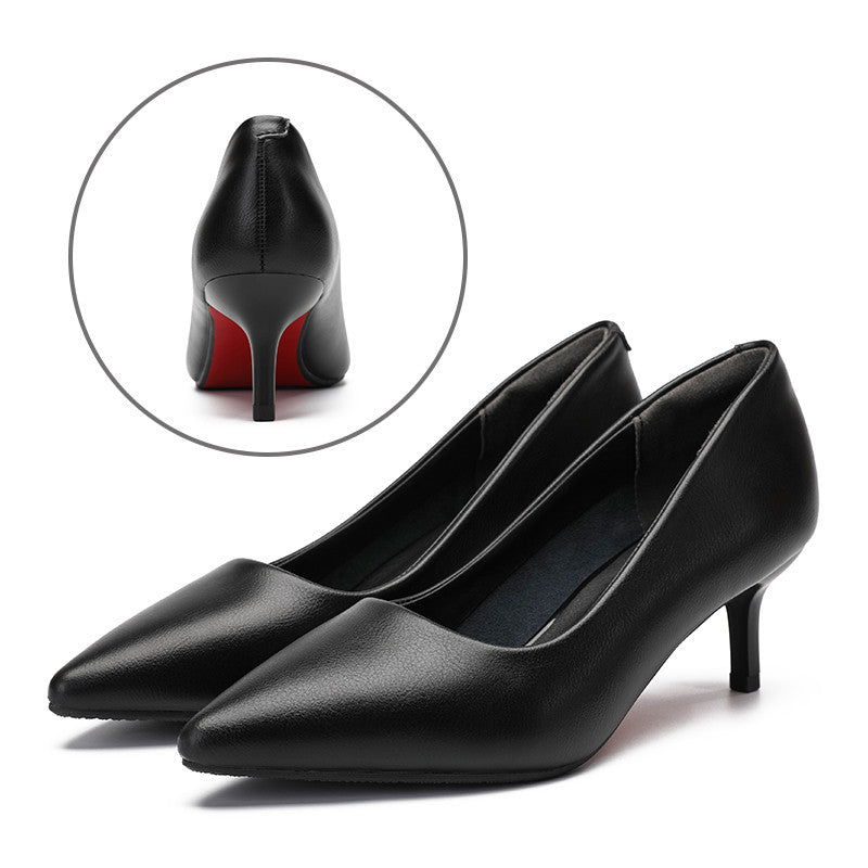Leather Work Shoes Women Black - householdessential