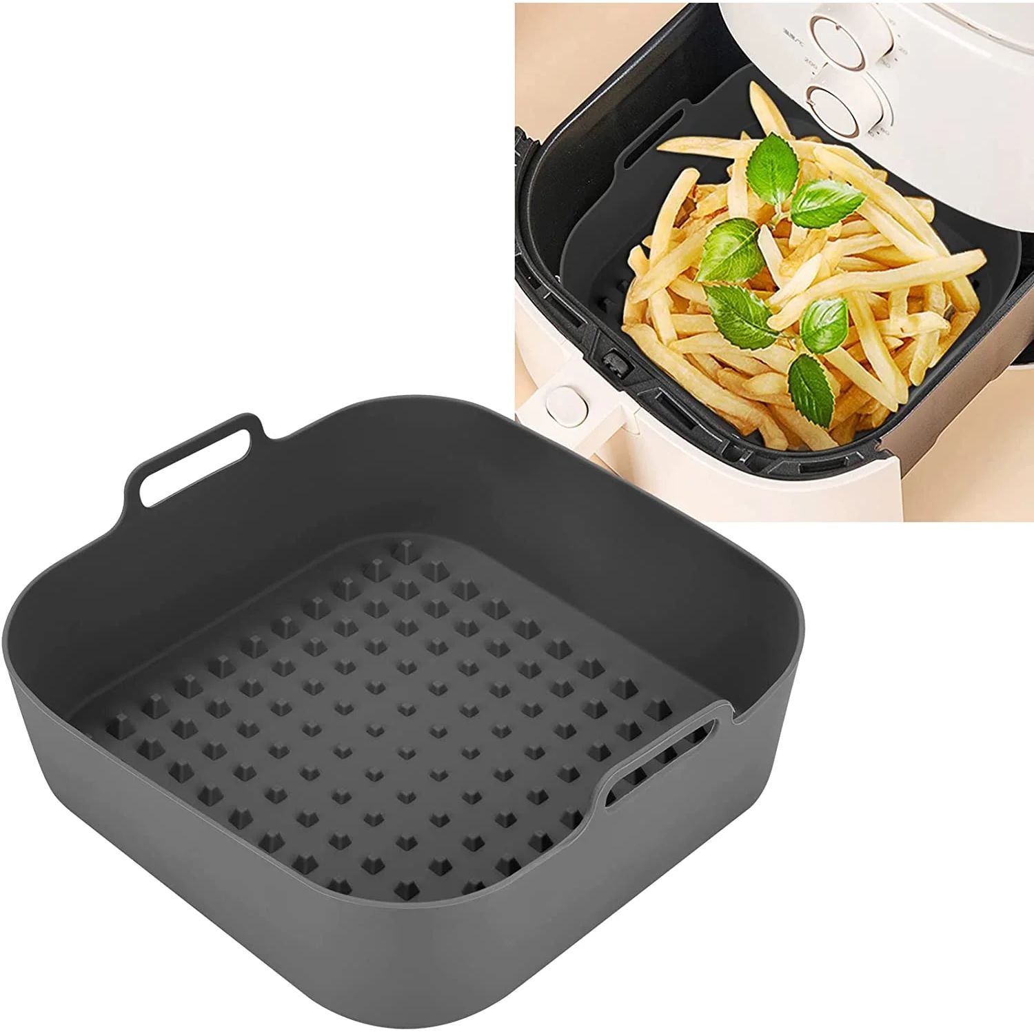 Non-Stick Silicone Air Fryer Liners Set - Reusable Basket Liners - householdessential