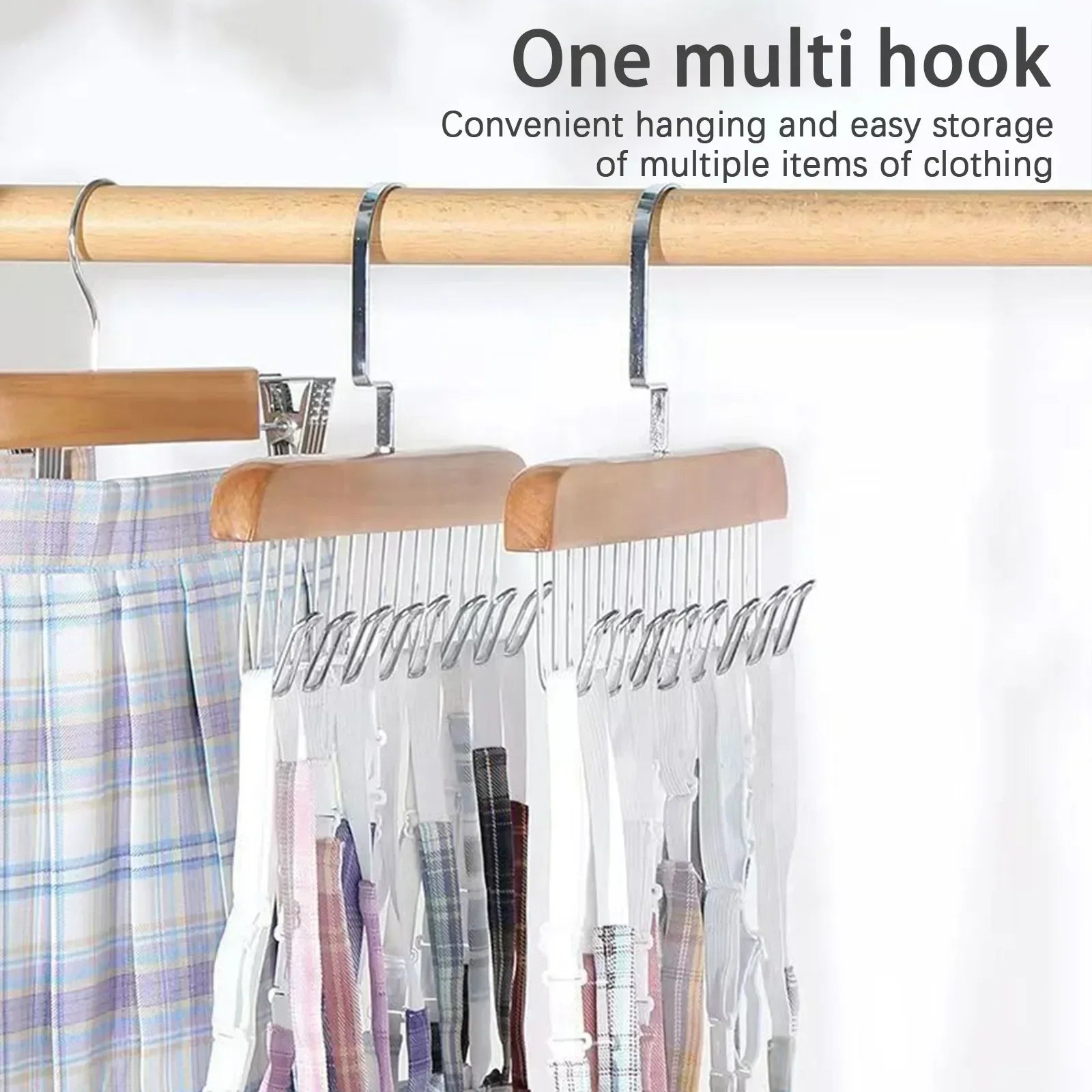 Wooden Bra Hangers Set with Multiple Hooks for Closet Accessories Organizer - householdessential