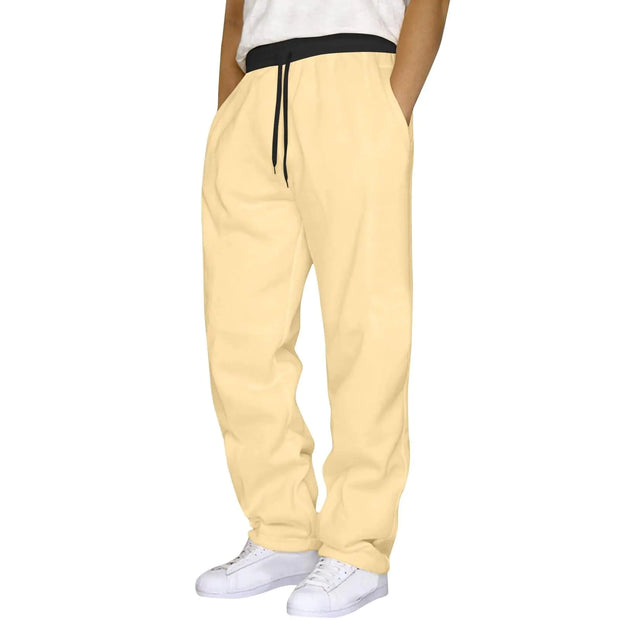 Ropa Deportiva para Hombre Men Jogger Yoga Sweatpants Casual Athletic Elastic Waist Pants Open Bottom Trouser Knit Pants with Pockets Khaki