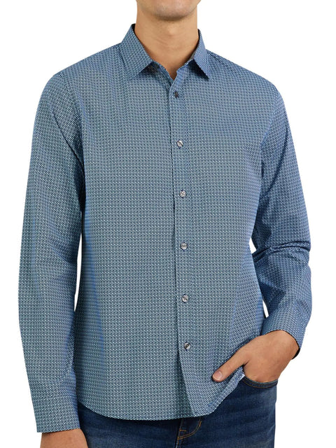 DKNY Mens Shirts - Casual Dress Shirts for Men Button Up Shirt | Men Long Sleeve Casual Printed Dress Shirts Button Down Shirt | Men Shirts Long Sleeve Casual No Tuck Shirt Mens Business Casual Shirt