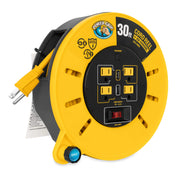 Camco 30-Ft 10 Amp RV Extension Cord Reel - Rated for 125V / 1250W - Features 4 125V Electrical Outlets & 2 USB Ports - Includes On/Off Switch & Built-in Circuit Breaker (55290)