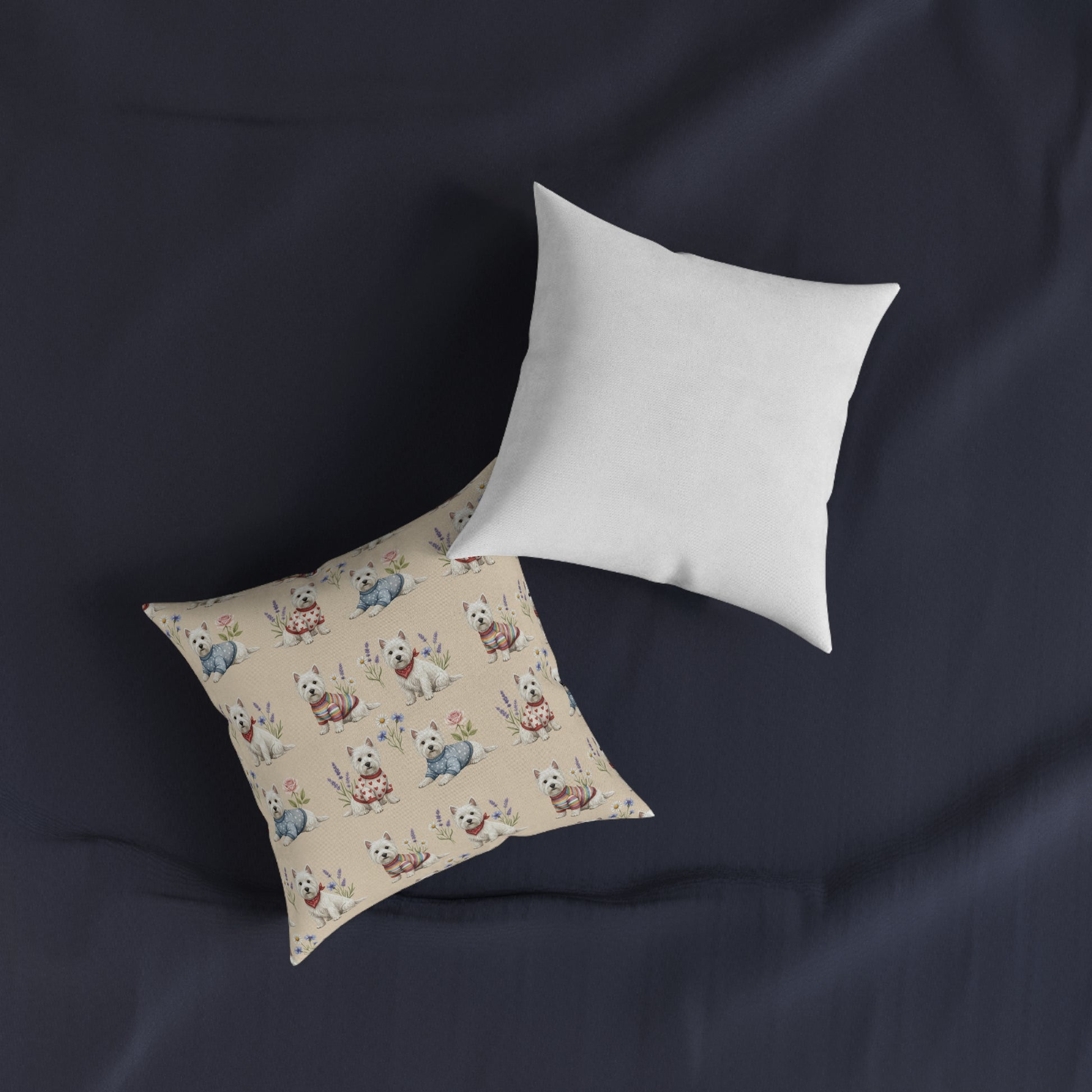 Westie Pattern Square Pillow — Cute West Highland Terrier Throw Pillow for Dog Lovers - householdessential