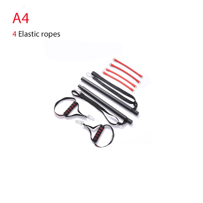 Body Workout Trainer Bar with Resistance Bands Rubber Buckles - householdessential