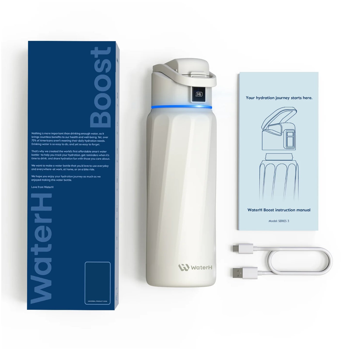 Waterh Boost Smart Water Bottle: 32 Oz Hydration Tracker with APP & Insulation - householdessential