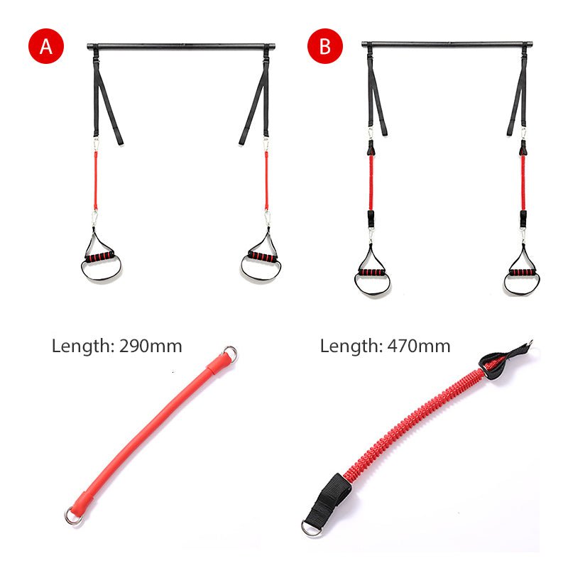 Body Workout Trainer Bar with Resistance Bands Rubber Buckles - householdessential