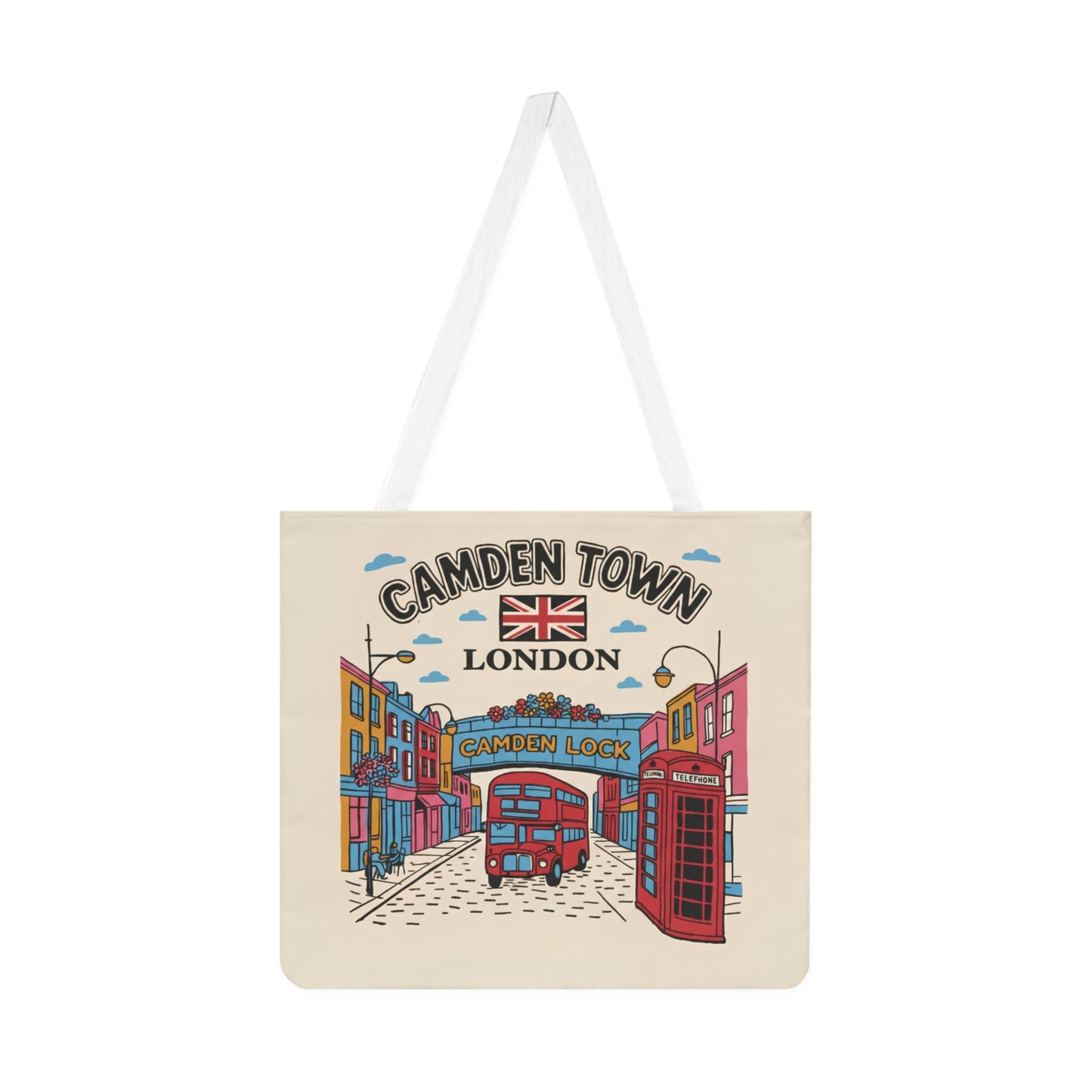 Camden Town London Tote Bag – Retro Double - Decker & Phone Booth Shoulder Tote - householdessential