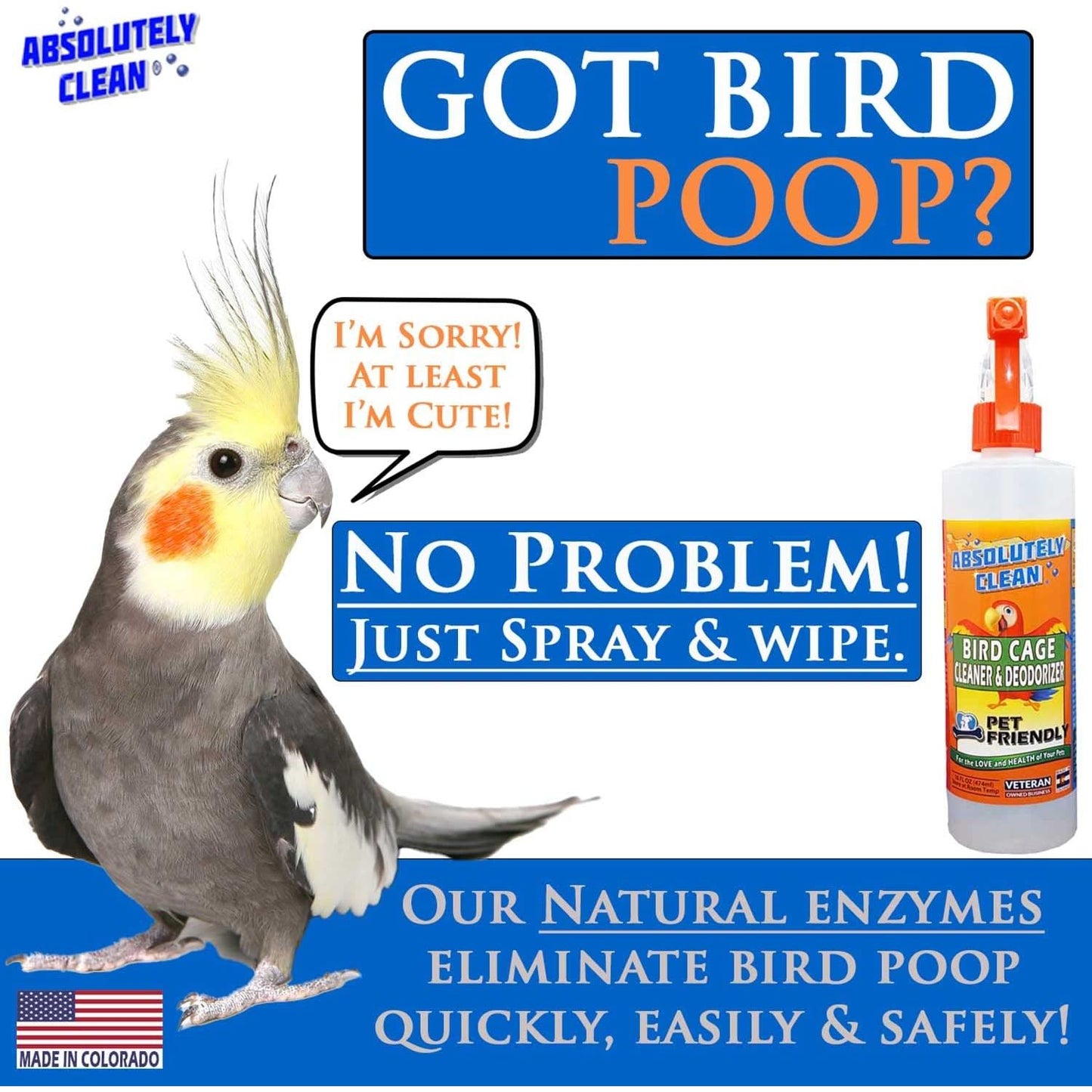 Premium Bird Cage Cleaner Spray - Powerful Natural Enzyme Formula - householdessential