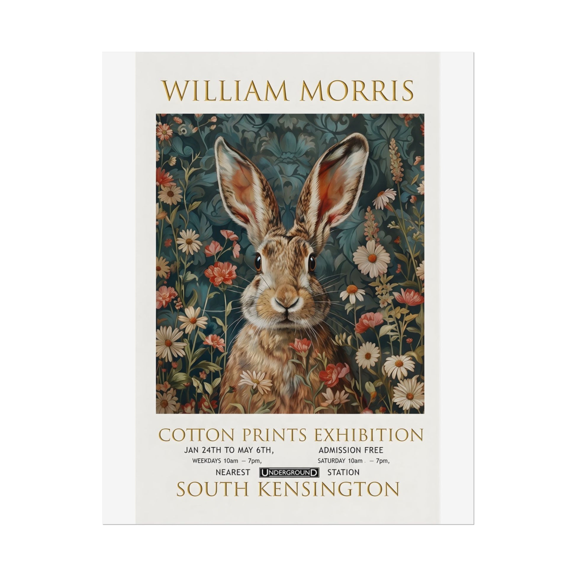 William Morris Hare Illustration Rolled Poster | Botanical Floral Art Print - householdessential