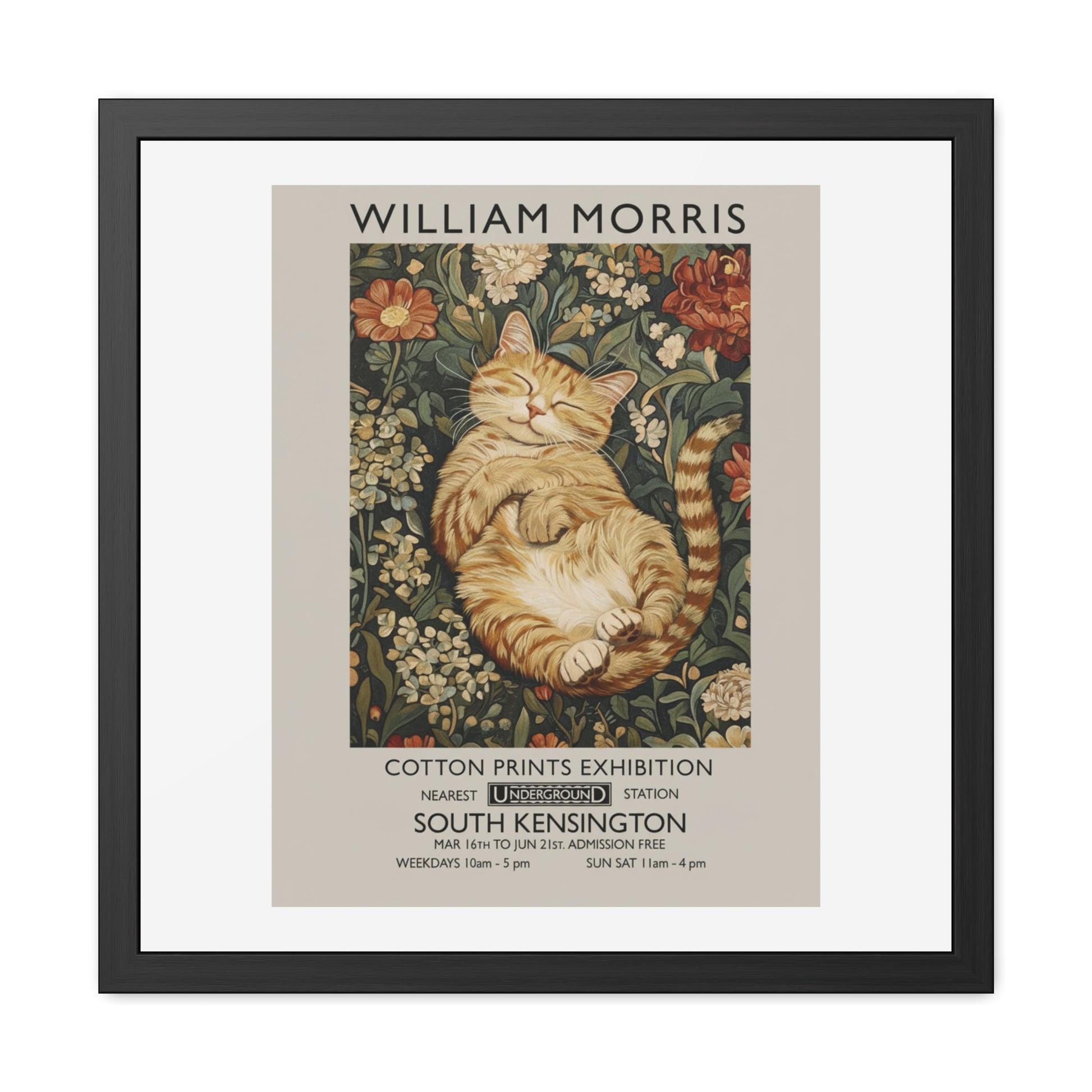 Sleeping Cat William Morris Poster | Framed Poster - householdessential