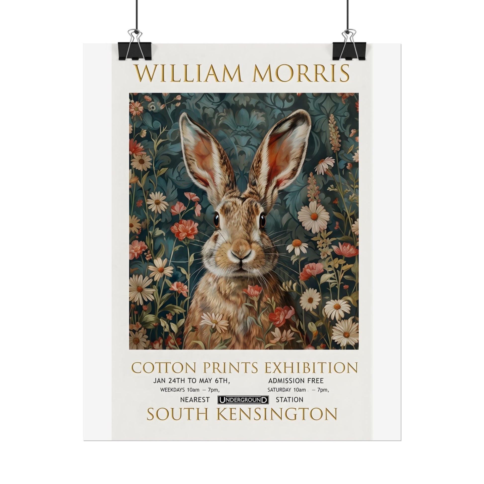William Morris Hare Illustration Rolled Poster | Botanical Floral Art Print - householdessential