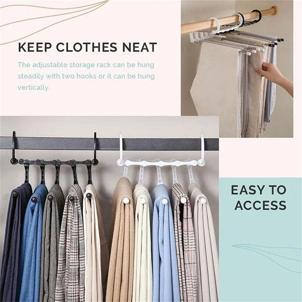 5 in 1Pants Storage Hanger Organizer Hangers save Wardrobe Space Magic Folding Pant Rack Tie Hanger Shelves Closet Organizer