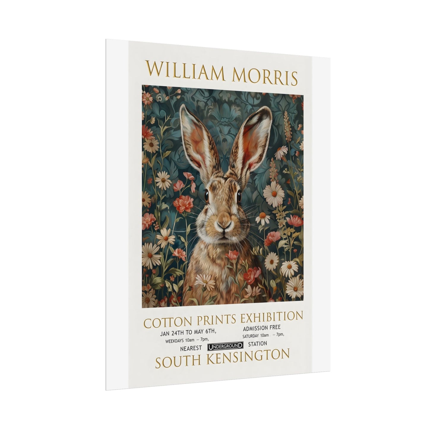 William Morris Hare Illustration Rolled Poster | Botanical Floral Art Print - householdessential