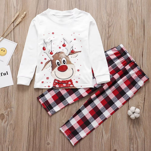 Family Matching Christmas Pajamas Sets Mother and Kids Pyjamas Deer Print Tops+Pants Xmas Sleepwear Baby Romper Pet Dog Clothes