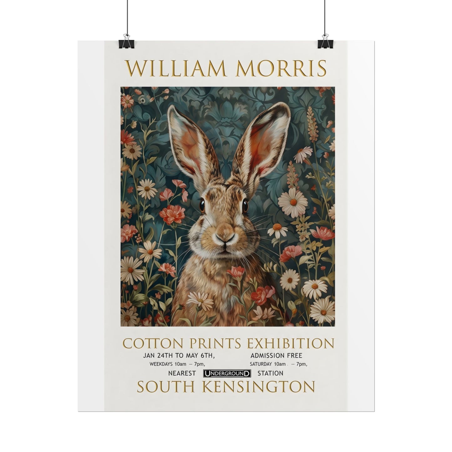 William Morris Hare Illustration Rolled Poster | Botanical Floral Art Print - householdessential
