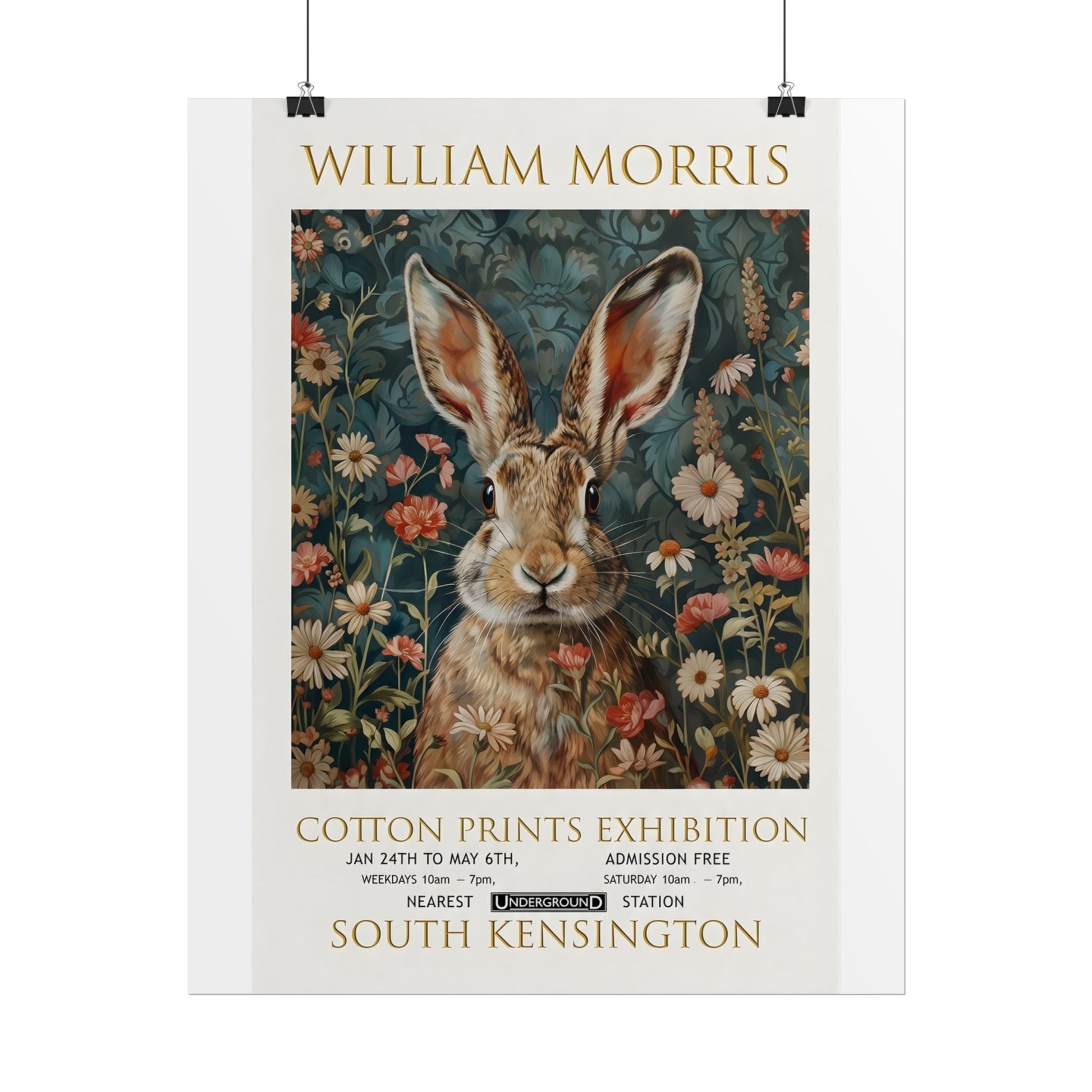 William Morris Hare Illustration Rolled Poster | Botanical Floral Art Print - householdessential