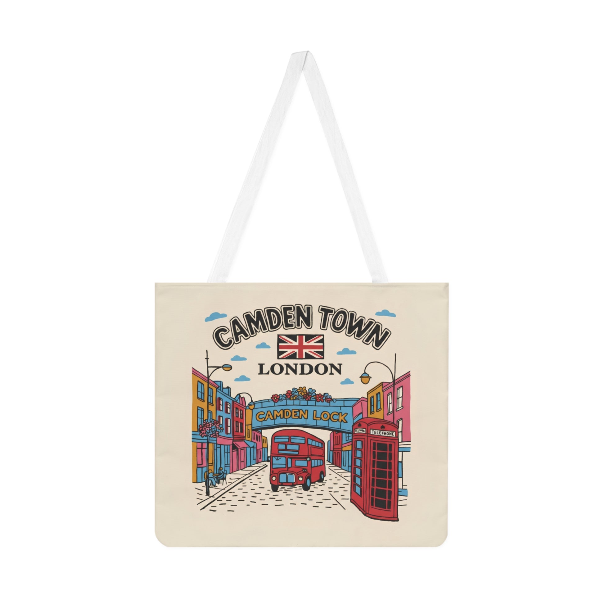 Camden Town London Tote Bag – Retro Double - Decker & Phone Booth Shoulder Tote - householdessential