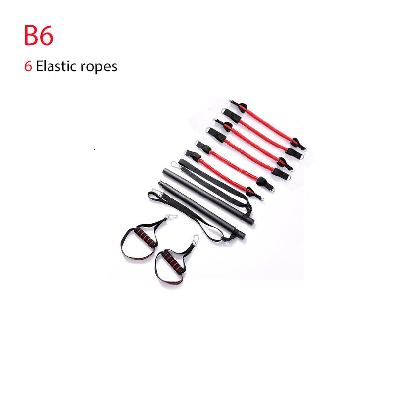 Body Workout Trainer Bar with Resistance Bands Rubber Buckles - householdessential