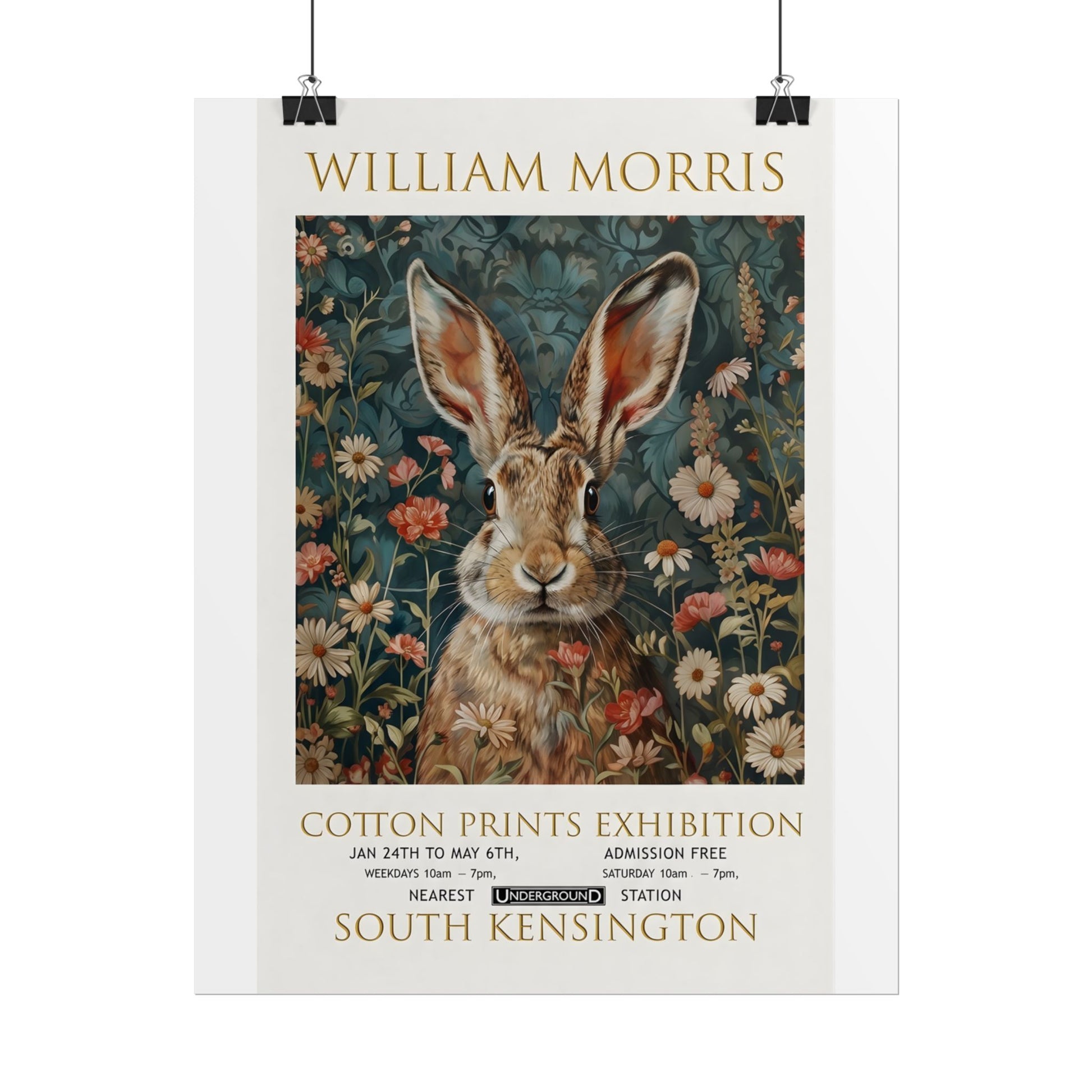William Morris Hare Illustration Rolled Poster | Botanical Floral Art Print - householdessential