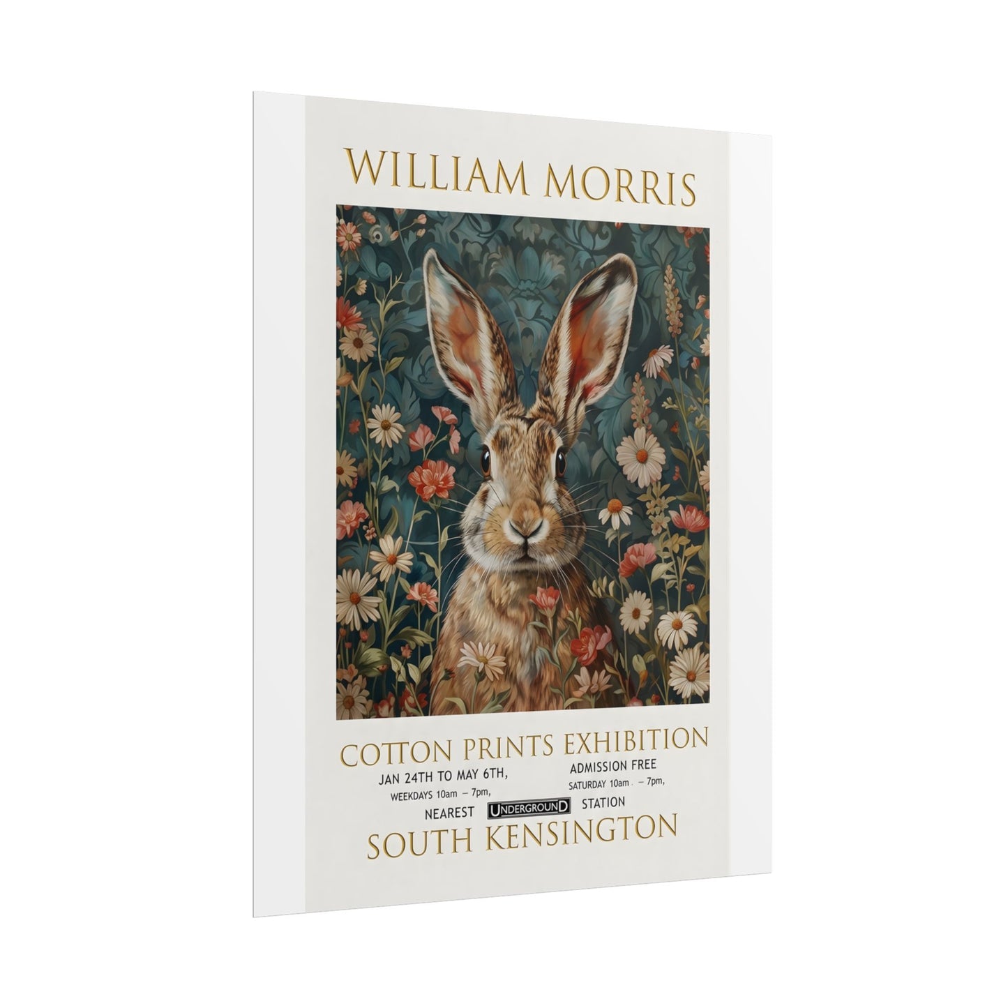 William Morris Hare Illustration Rolled Poster | Botanical Floral Art Print - householdessential