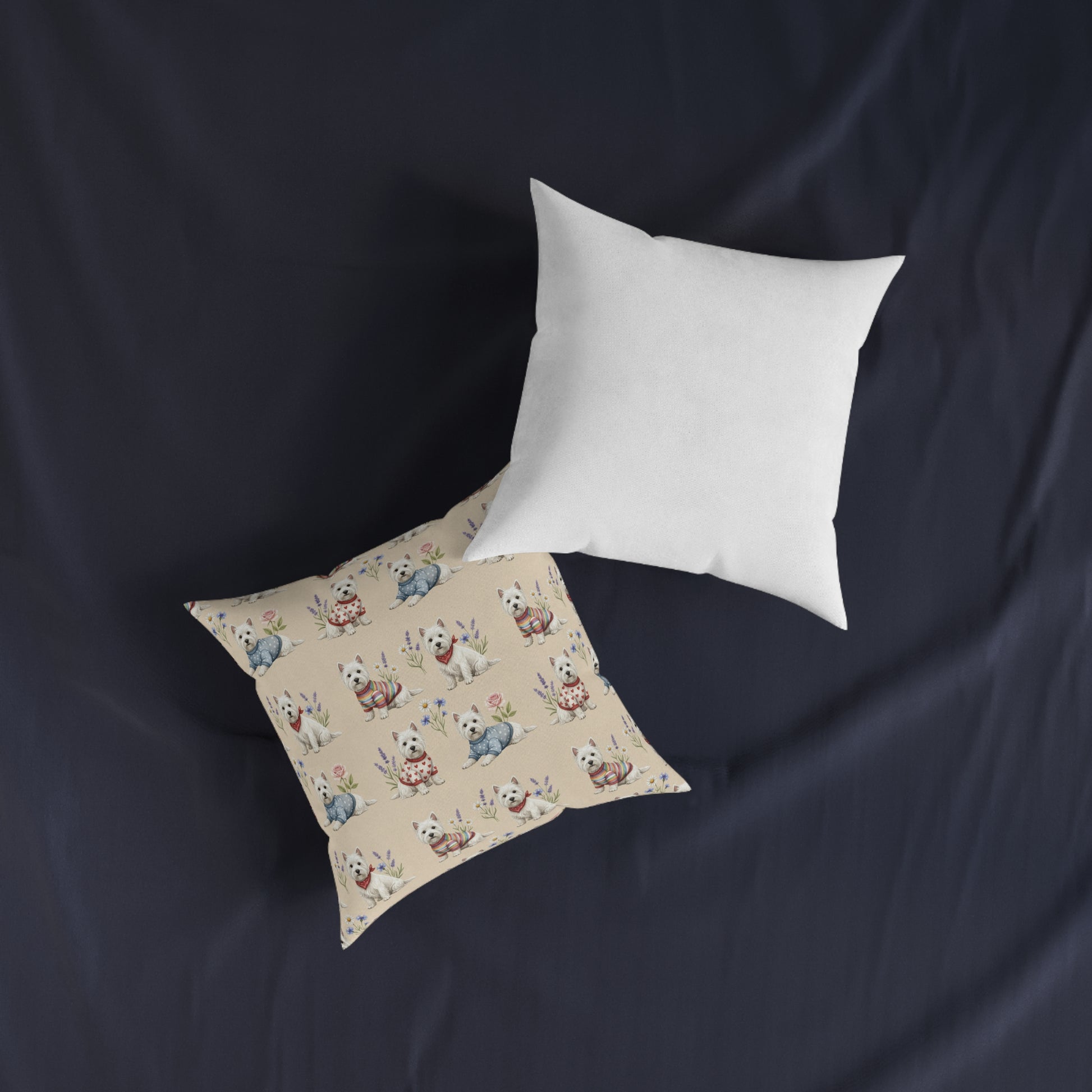Westie Pattern Square Pillow — Cute West Highland Terrier Throw Pillow for Dog Lovers - householdessential