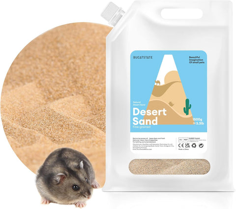 Bath Sand for Hamster Pets Dust Free Desert Sand Small Animals Bathing Sand 3.3Lb/1.5Kg (Fine Sand)