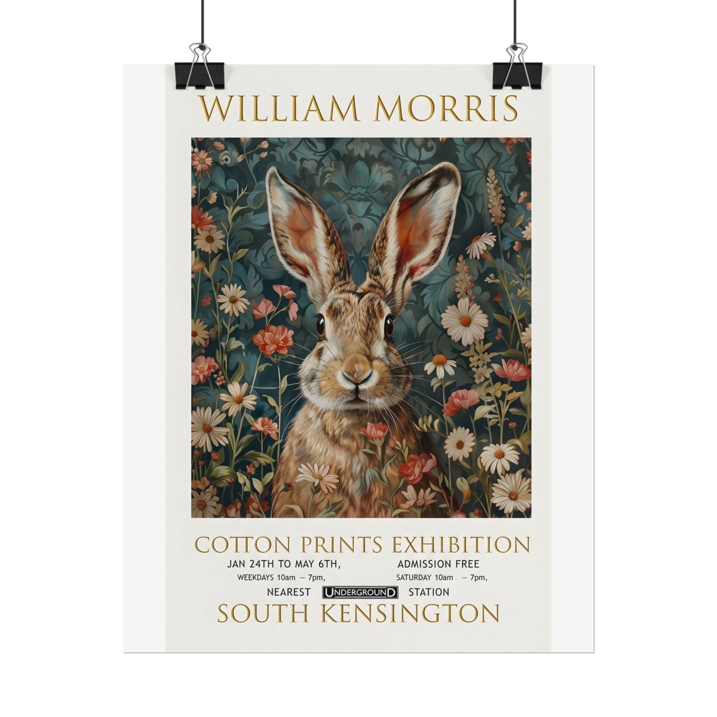 William Morris Hare Illustration Rolled Poster | Botanical Floral Art Print - householdessential
