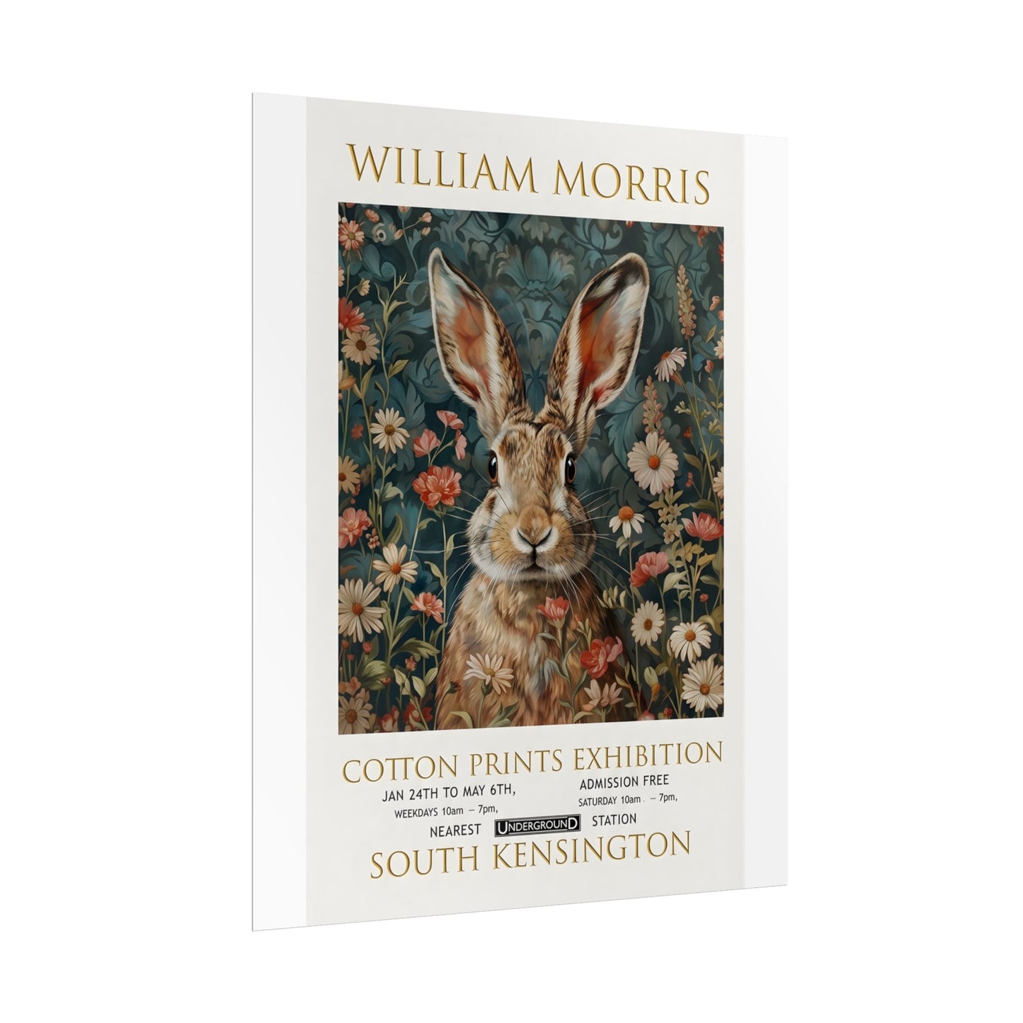 William Morris Hare Illustration Rolled Poster | Botanical Floral Art Print - householdessential