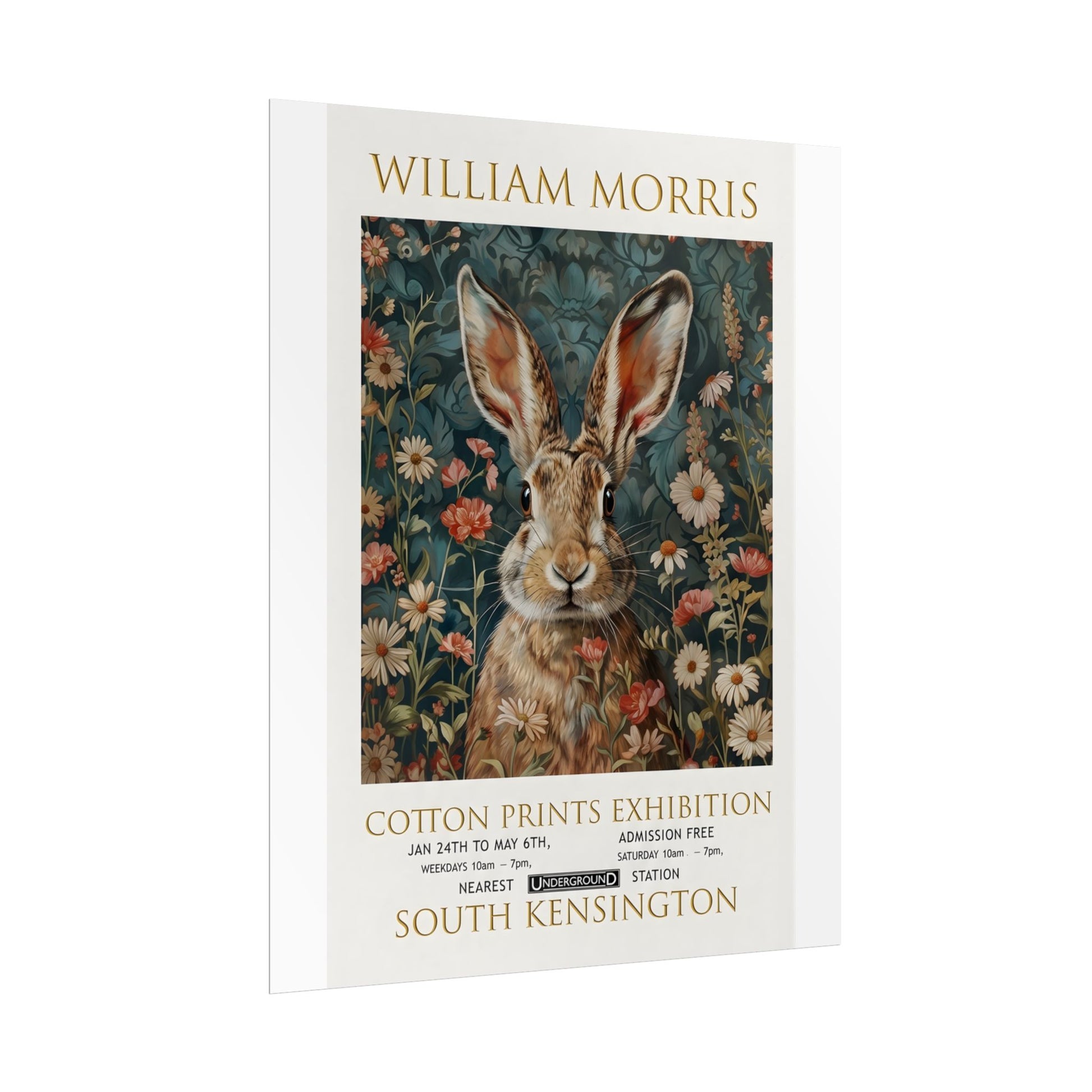 William Morris Hare Illustration Rolled Poster | Botanical Floral Art Print - householdessential