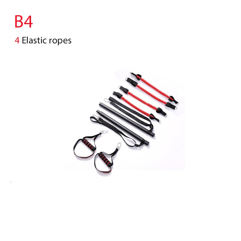 Body Workout Trainer Bar with Resistance Bands Rubber Buckles - householdessential