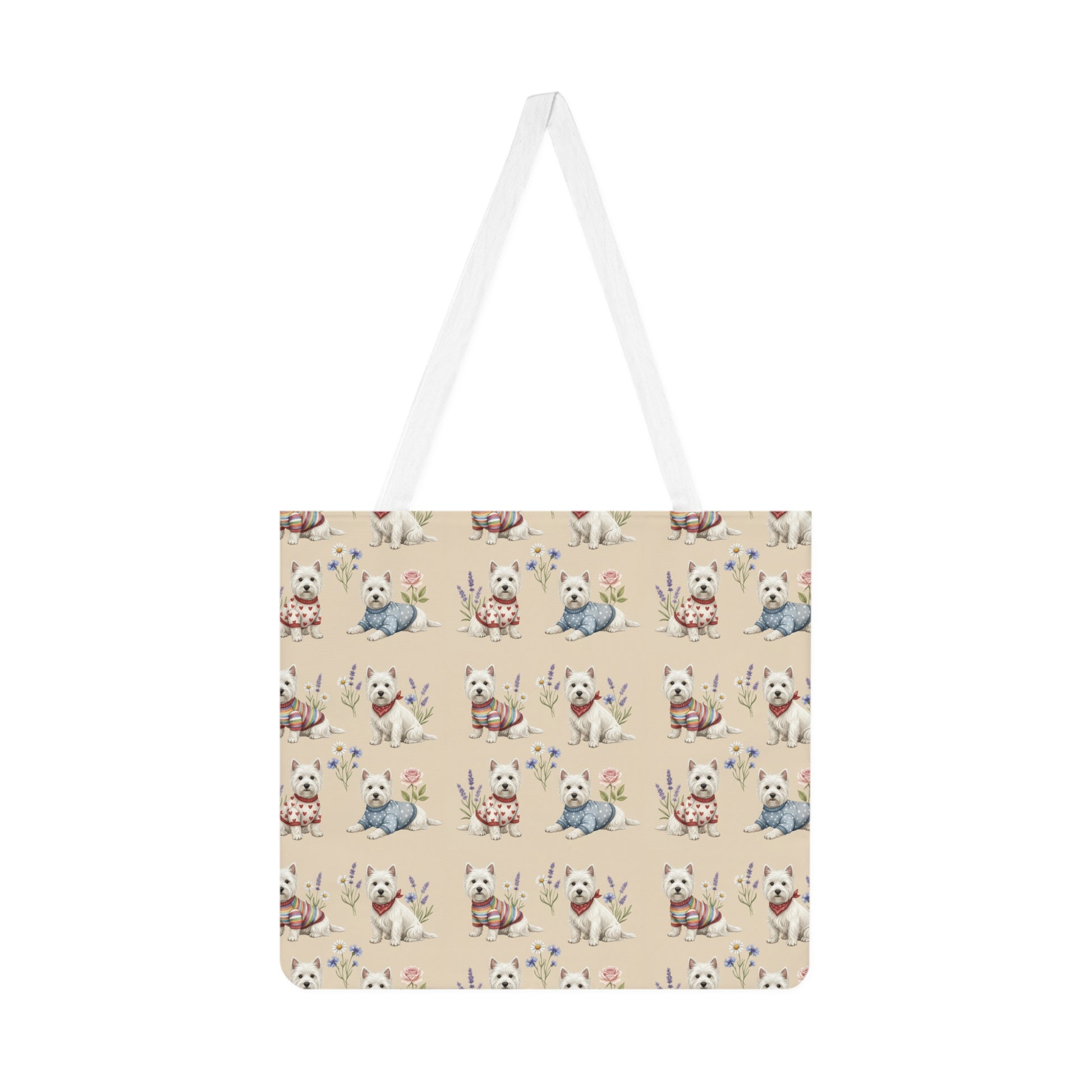 Cute Puppy Pattern Shoulder Tote Bag — Beige All - Over - Print Dog Tote - householdessential