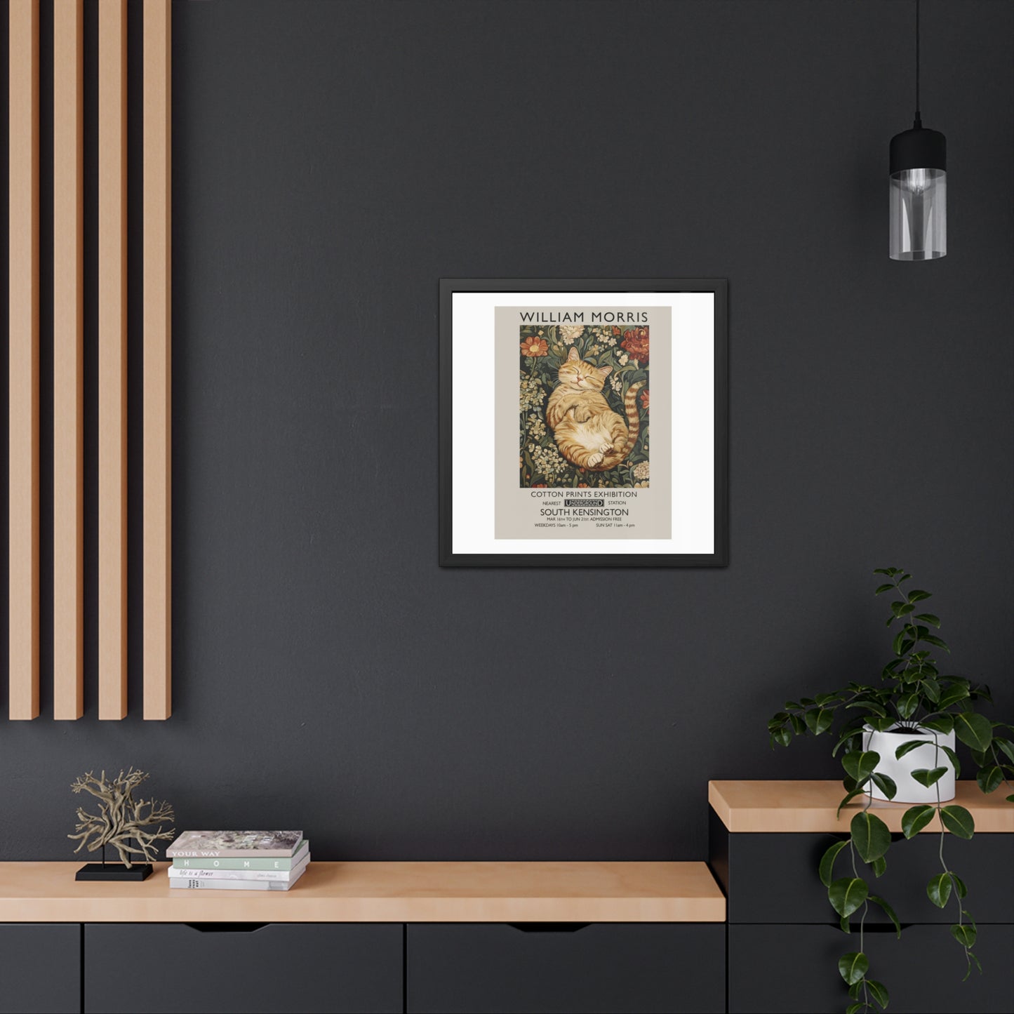 Sleeping Cat William Morris Poster | Framed Poster - householdessential