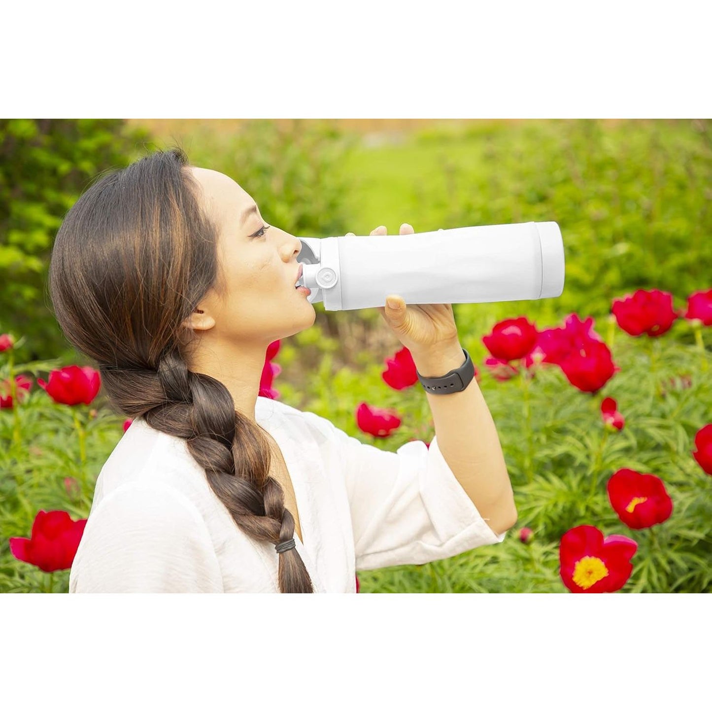 Smart Water Bottle with Intake Tracker, Glowing Reminder, BPA Free - 20 Oz, White - householdessential