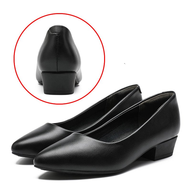 Leather Work Shoes Women Black - householdessential