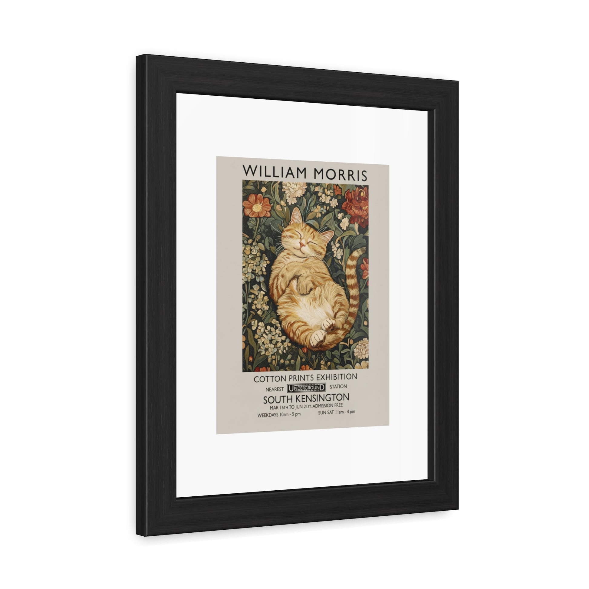 Sleeping Cat William Morris Poster | Framed Poster - householdessential
