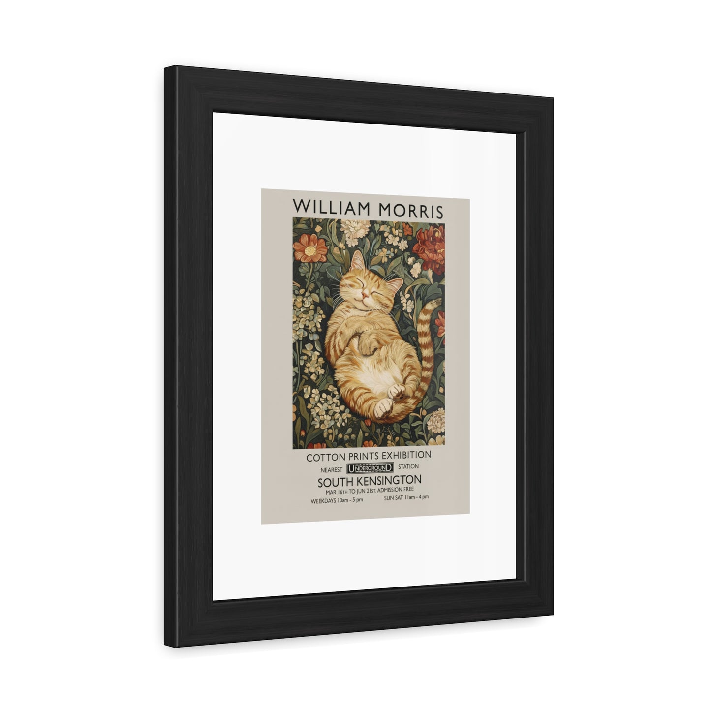 Sleeping Cat William Morris Poster | Framed Poster - householdessential