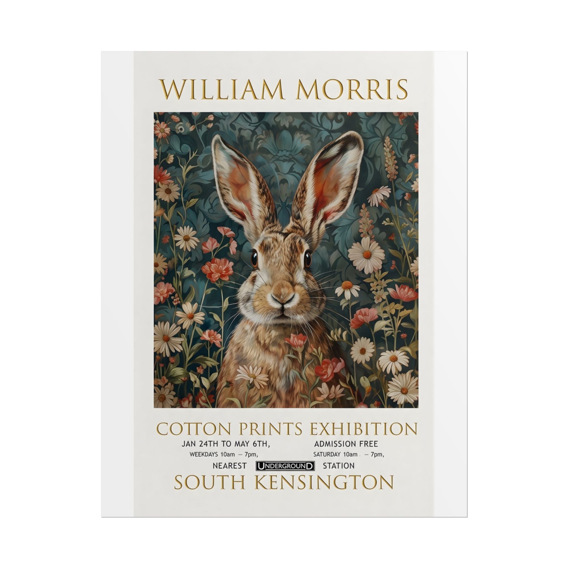 William Morris Hare Illustration Rolled Poster | Botanical Floral Art Print - householdessential