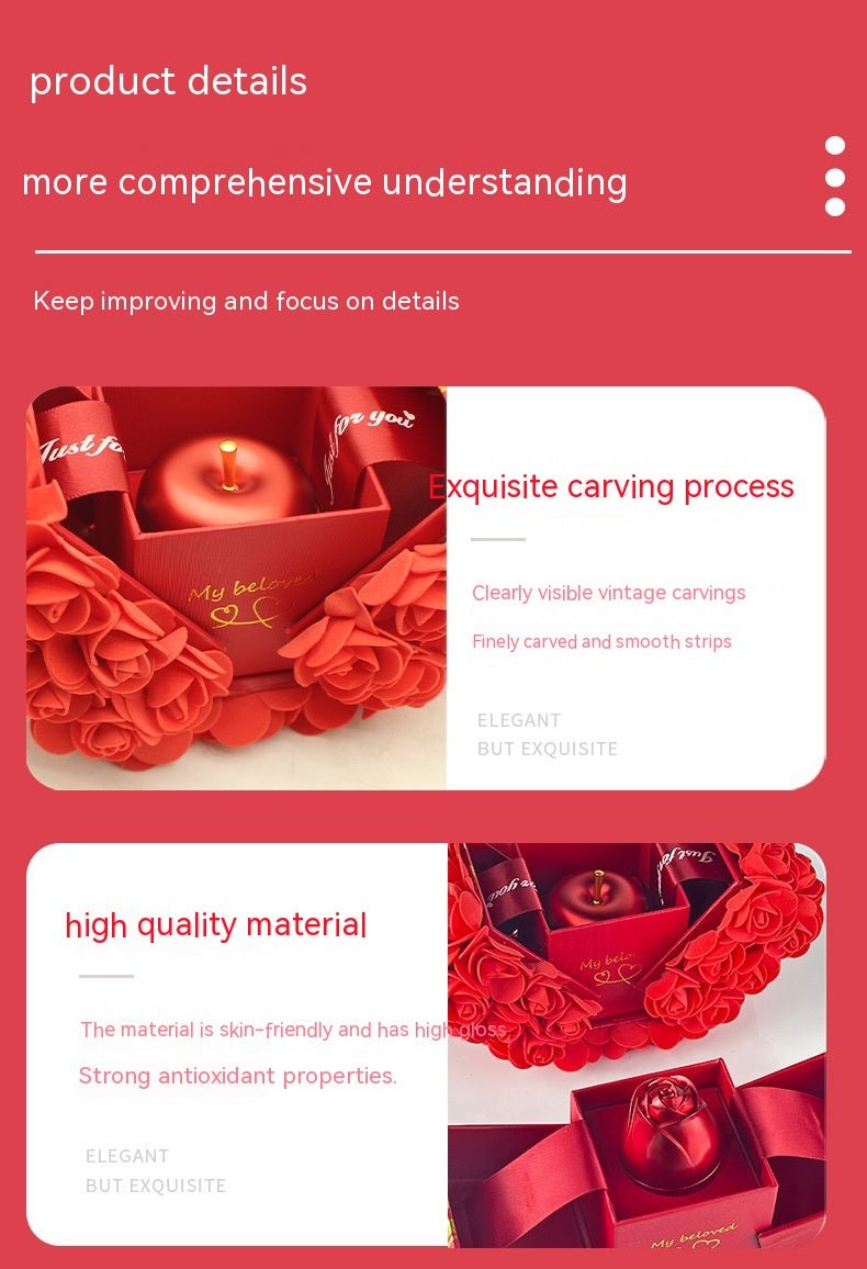 Valentine Gift Box Soap Rose Jewellery Set Eternal Flower Present - householdessential