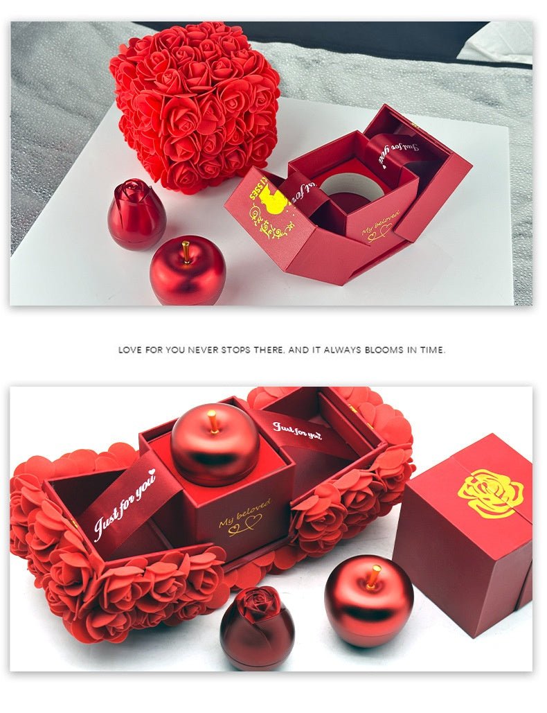 Valentine Gift Box Soap Rose Jewellery Set Eternal Flower Present - householdessential