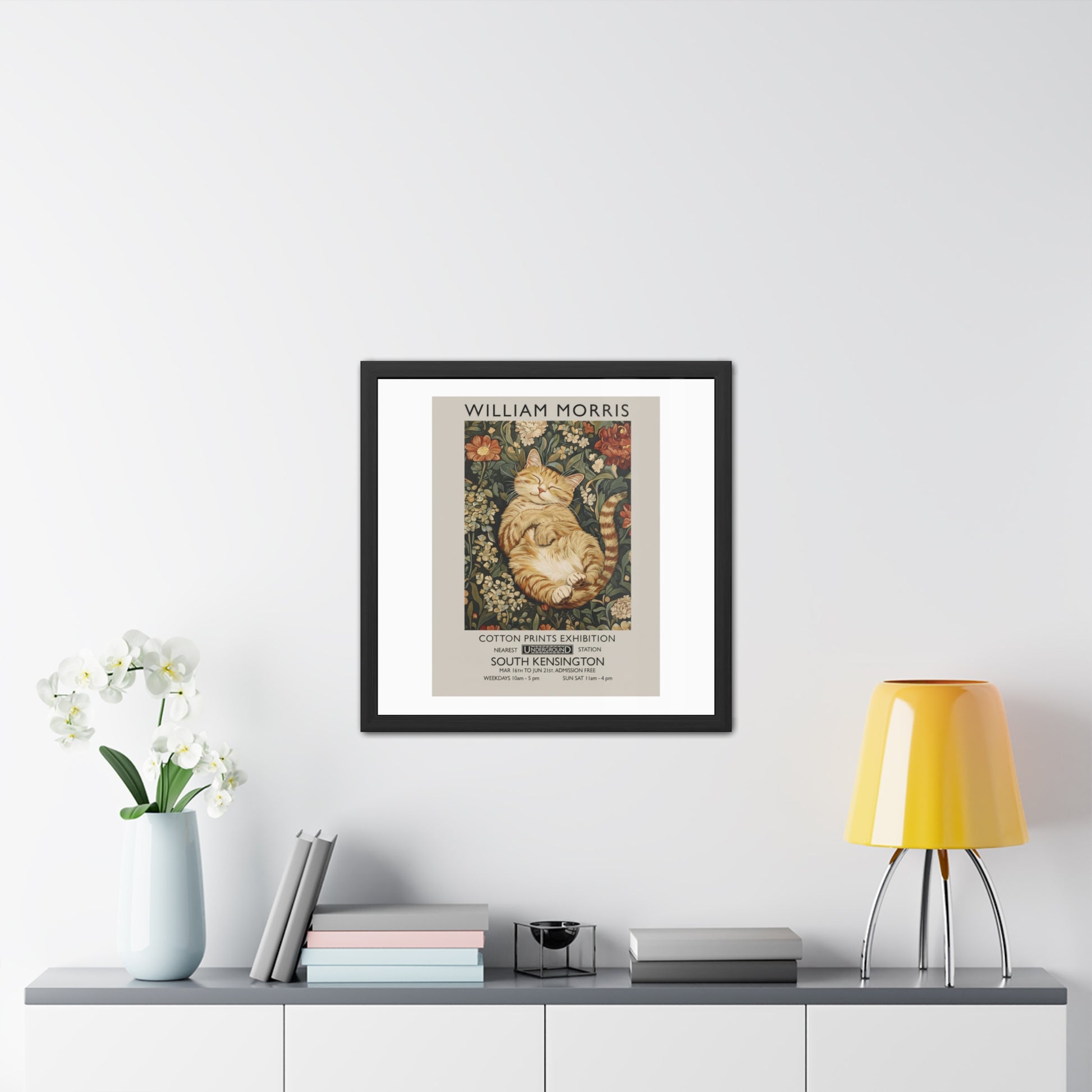 Sleeping Cat William Morris Poster | Framed Poster - householdessential