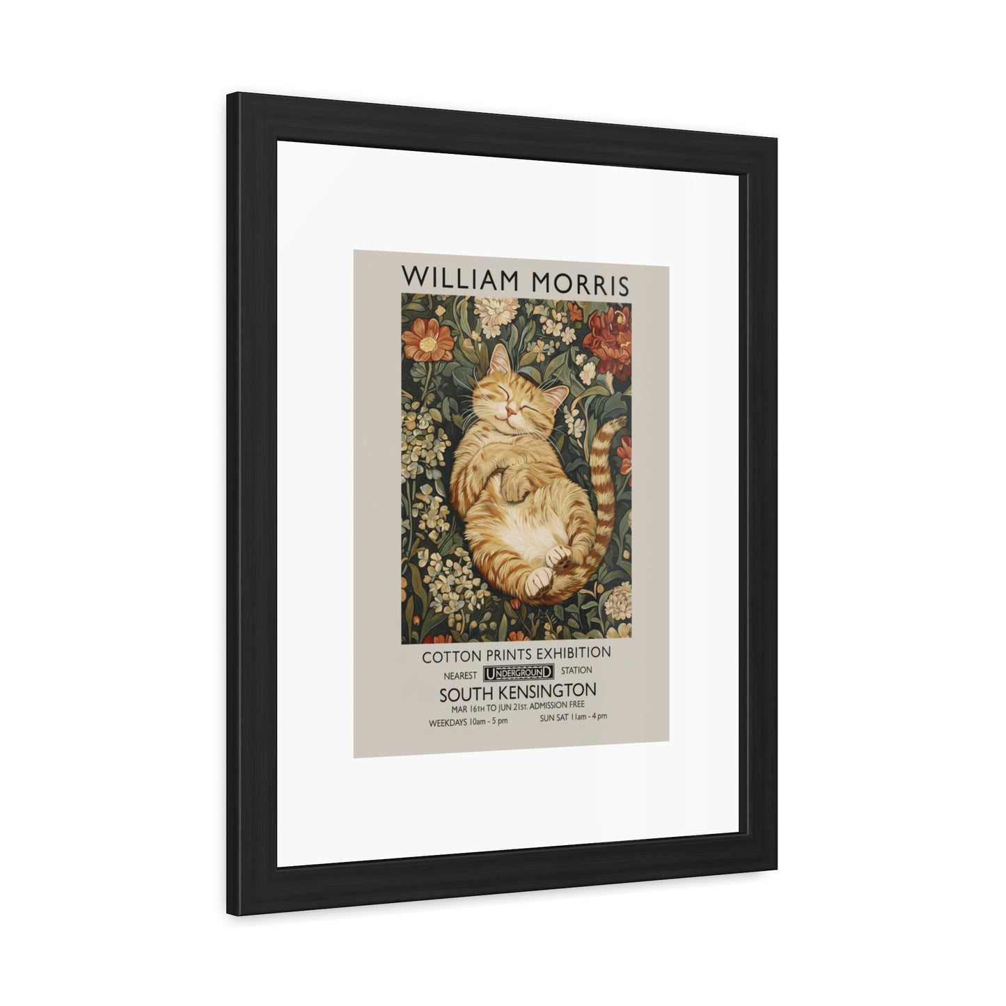 Sleeping Cat William Morris Poster | Framed Poster - householdessential